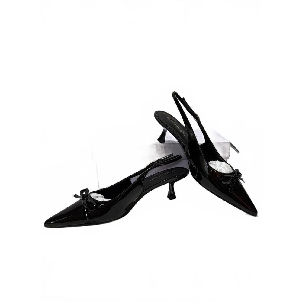 Madden Girl Vogue Black Patent Slingback Heels Size 9 BRAND NEW